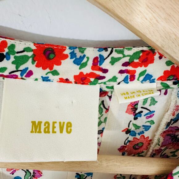 Anthropologie Maeve Hiver Peasant Blouse Floral | Cream Red | SZ 6 - Picture 10 of 11